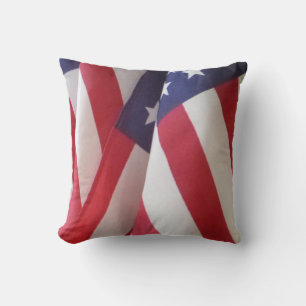American Flags Red White Blue Square Throw Pillow
