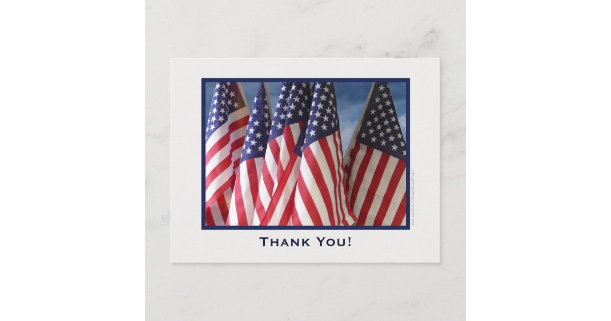 American Flags Thank You Postcard | Zazzle