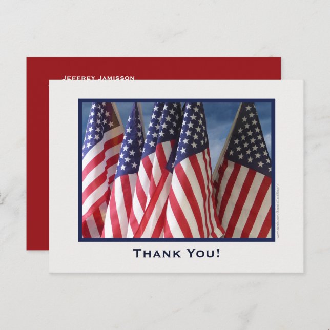 American Flags Thank You Postcard (Front/Back)
