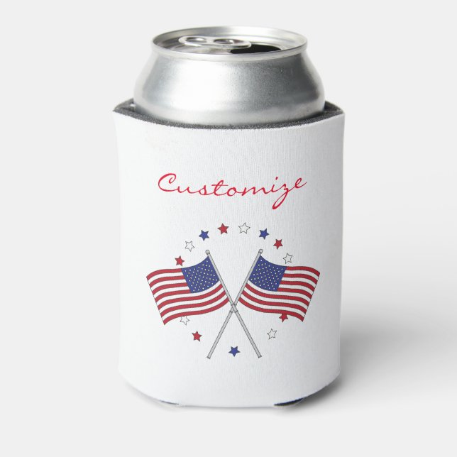 American Flags Thunder_Cove Patriotic 4th of July Can Cooler (Can Back)