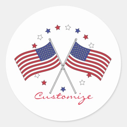 American Flags Thunder_Cove Patriotic 4th of July Classic Round Sticker