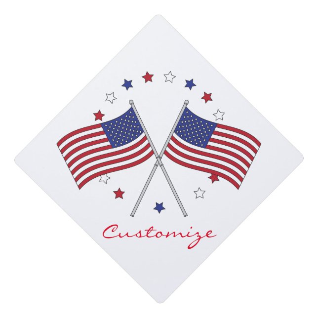 American Flags Thunder_Cove Patriotic 4th of July Graduation Cap Topper (Front)
