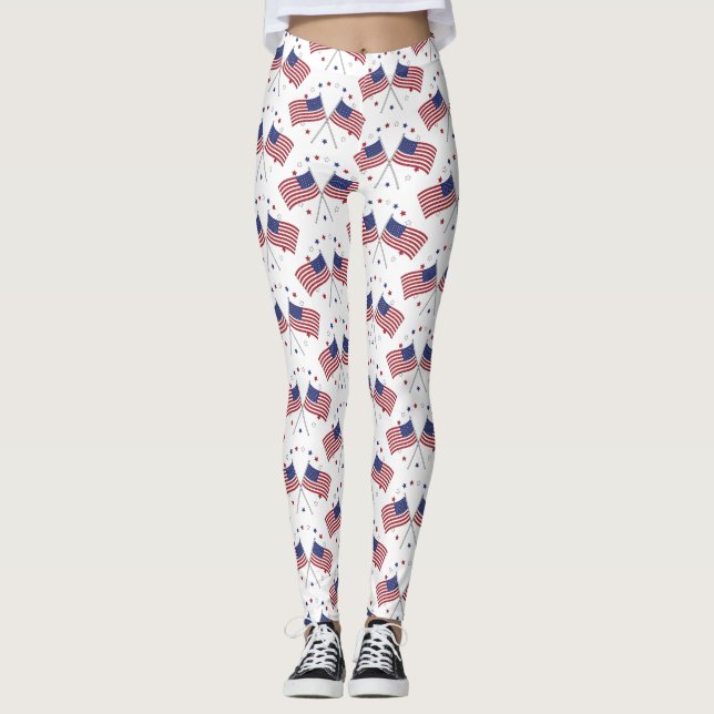 American Flags Thunder_Cove Patriotic 4th of July Leggings (Front)