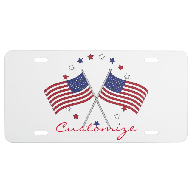 American Flags Thunder_Cove Patriotic 4th of July License Plate (Front)
