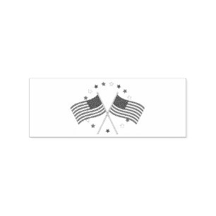 American Flags Thunder_Cove Patriotic 4th of July Rubber Stamp