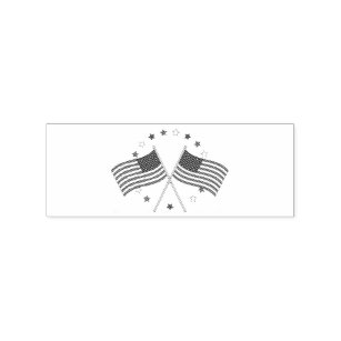 American Flags Thunder_Cove Patriotic 4th of July Rubber Stamp