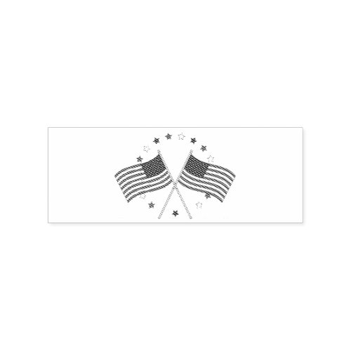 American Flags Thunder_Cove Patriotic 4th of July Rubber Stamp