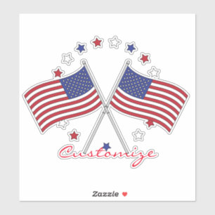 American Flags Thunder_Cove Patriotic 4th of July Sticker