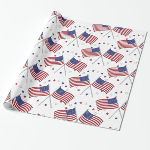 American Flags Thunder_Cove Patriotic 4th of July Wrapping Paper