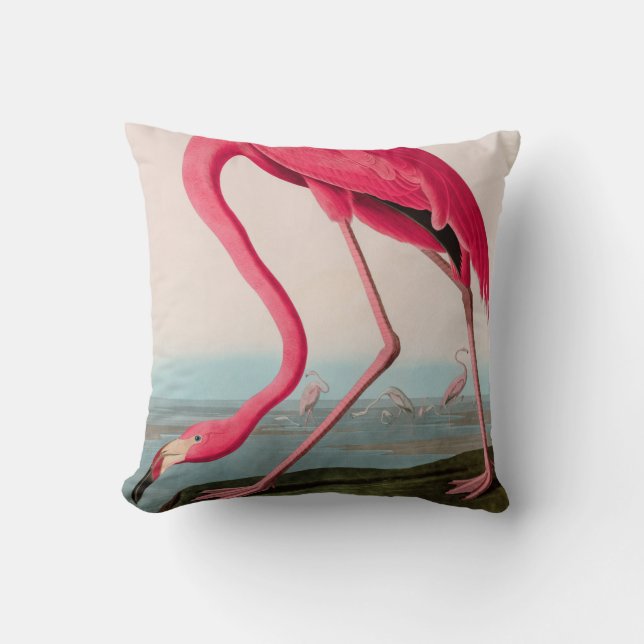 American Flamingo Birds of America Audubon Print Throw Pillow (Front)