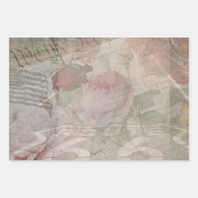 American Floral Decoupage Compilation Wrapping Paper Sheets (Front 2)