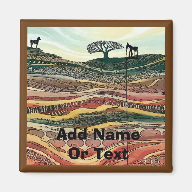 American  Folk  Style Oil Rige Magnet (Front)