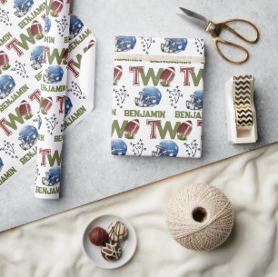 American Football 2nd Birthday Wrapping Paper