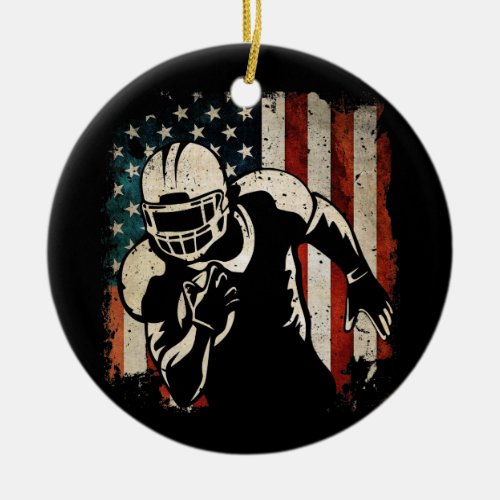 American Football 4th July American Flag Patriotic Ceramic Ornament