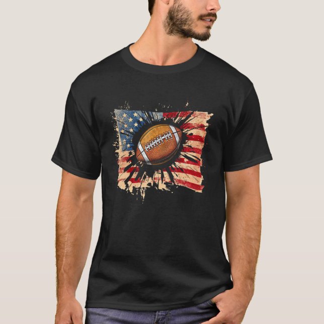 American football 4th Of July Men USA American Fla T-Shirt (Front)