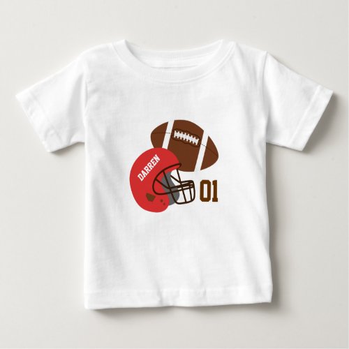 American Football and Red Helmet Baby Boy Baby T_Shirt