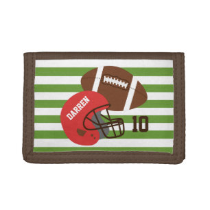American Football and Red Helmet Tri-fold Wallet