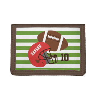 American Football and Red Helmet Trifold Wallets