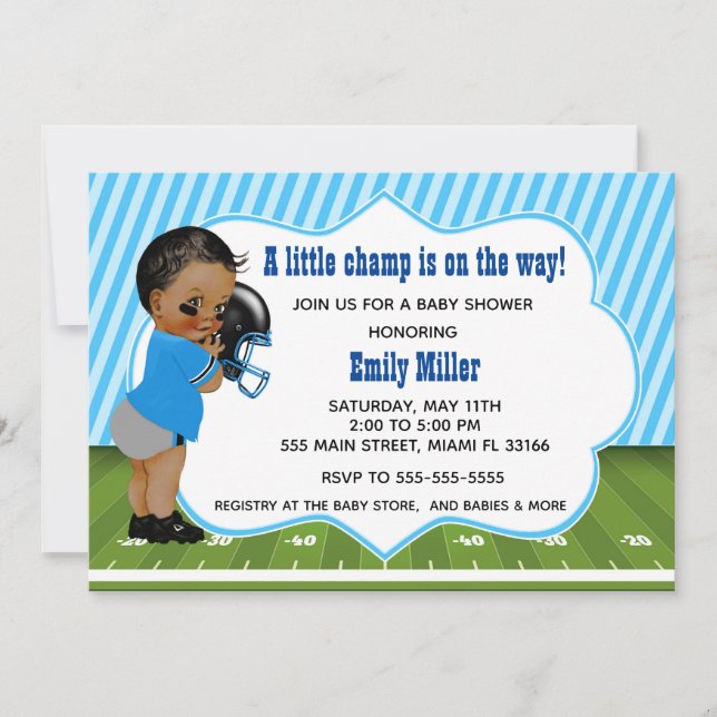 American football baby shower party invitation -d (Front)