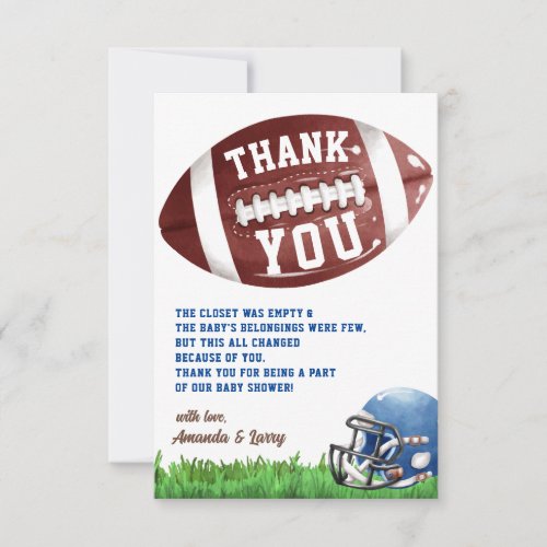American Football Baby Shower Thank You Card