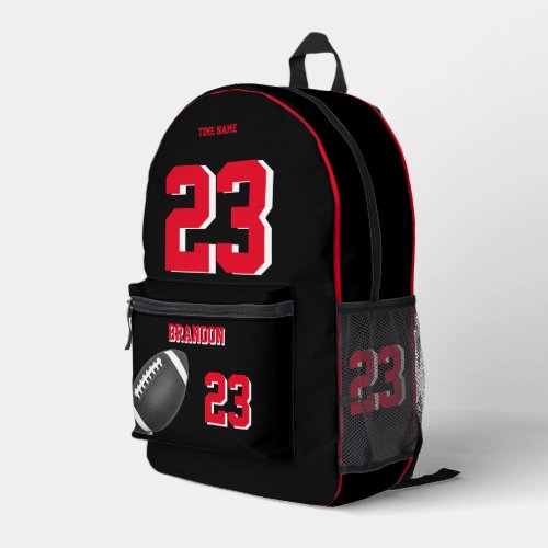 American Football ball backpack black red