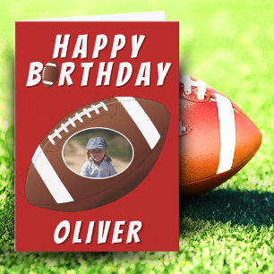 American Football Ball Birthday Boy Photo Card