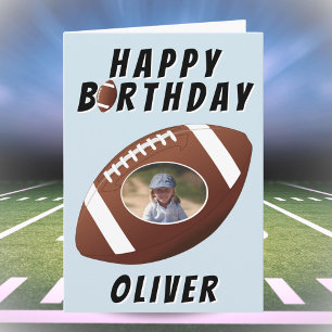American Football Ball Birthday Boy Photo Card