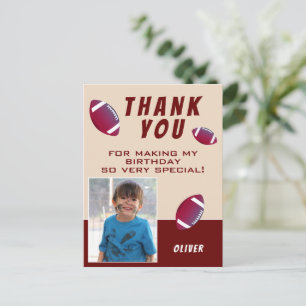 American Football Ball Birthday Photo Thank you Postcard