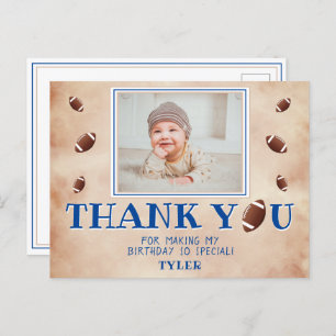 American Football Ball Birthday Photo Thank you Postcard