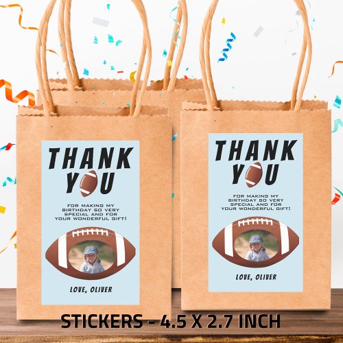 American Football Ball Birthday Photo Thank you Rectangular Sticker