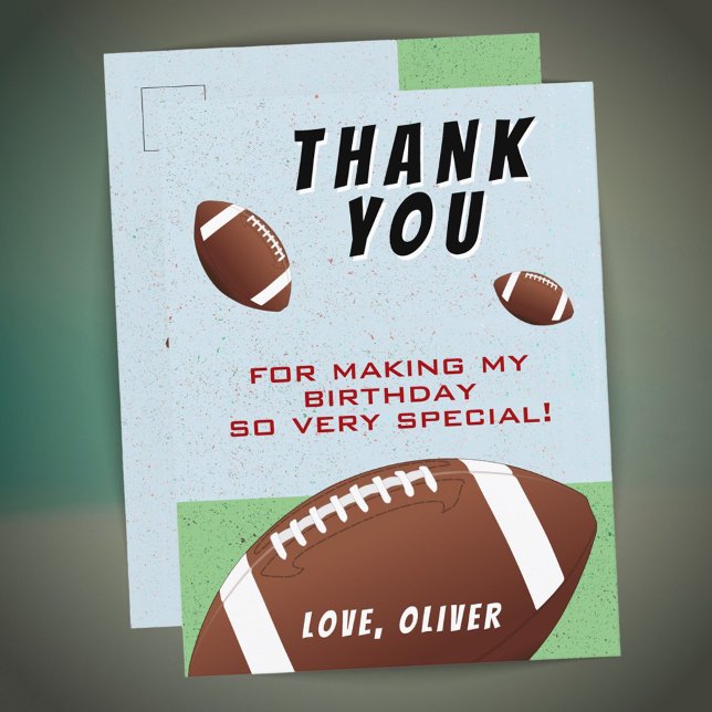 American Football Ball Birthday Thank you  Postcard (Creator Uploaded)