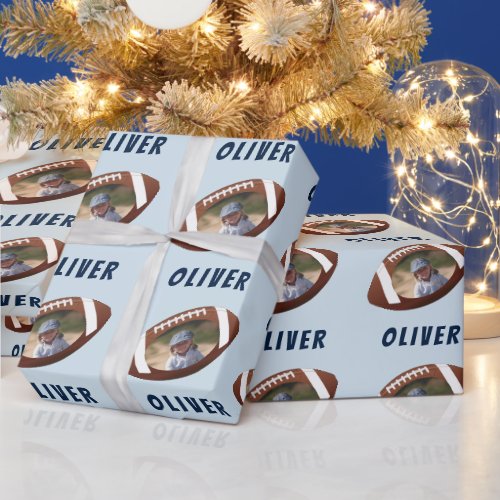 American Football Ball Boy Photo Wrapping Paper