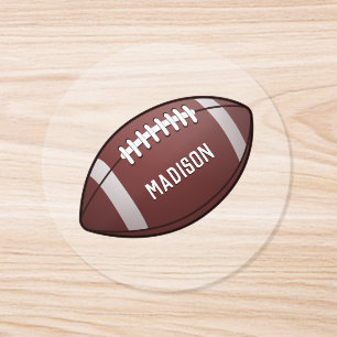 American Football Ball Custom Name Classic Round Sticker