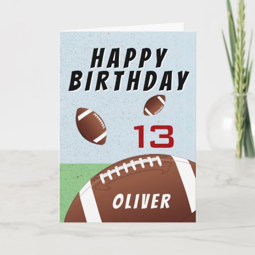 American Football Ball Happy Birthday  Card - American Football Ball Happy Birthday Card. Football-themed happy birthday card. Personalize this football card with your name and text on the front and message inside or erase it. Great for kids who love football and sports.