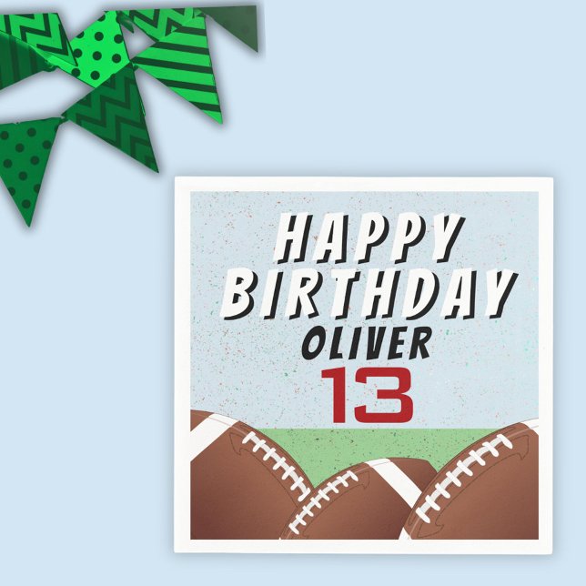 American Football Ball Happy Birthday Party Napkins (Creator Uploaded)