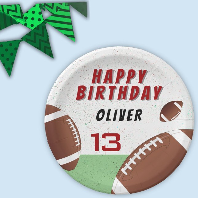 American Football Ball Happy Birthday Party  Paper Plates (Creator Uploaded)