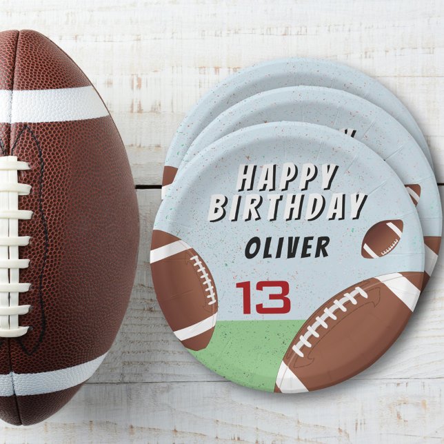 American Football Ball Happy Birthday Party  Paper Plates (Creator Uploaded)