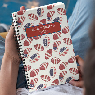 American Football Ball I USA Flag Back to School Notebook