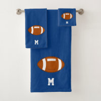 American Football Ball & Monogram on Royal Blue