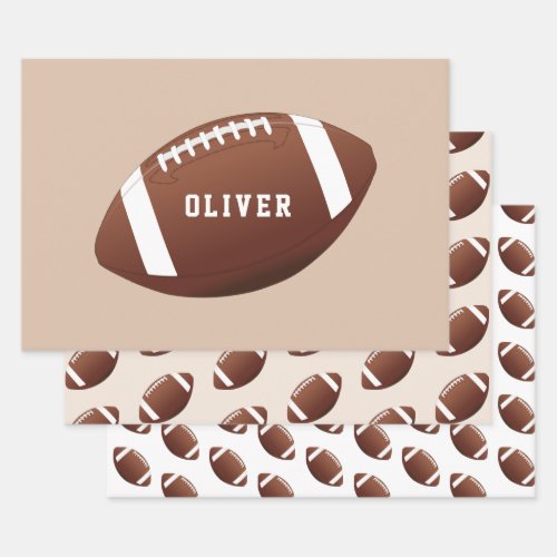 American Football Ball Pattern Kids Birthday Wrapping Paper Sheets - American Football Balls Pattern Sports Kids Birthday Wrapping Paper Sheets. Personalize with your name or erase the text.