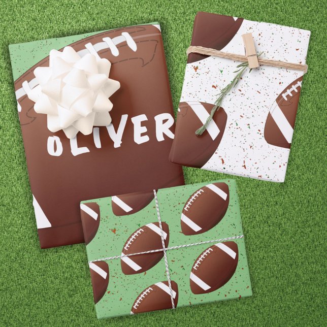 American Football Ball Pattern Kids Birthday  Wrapping Paper Sheets (Creator Uploaded)