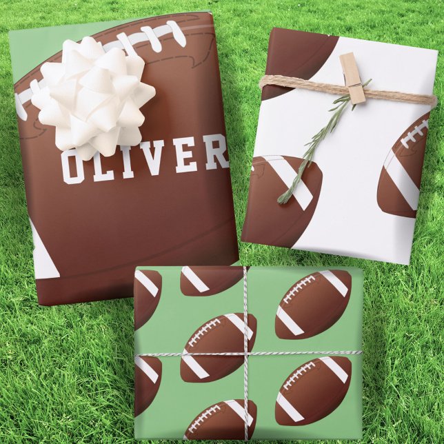 American Football Ball Pattern Kids Birthday Wrapping Paper Sheets (Creator Uploaded)