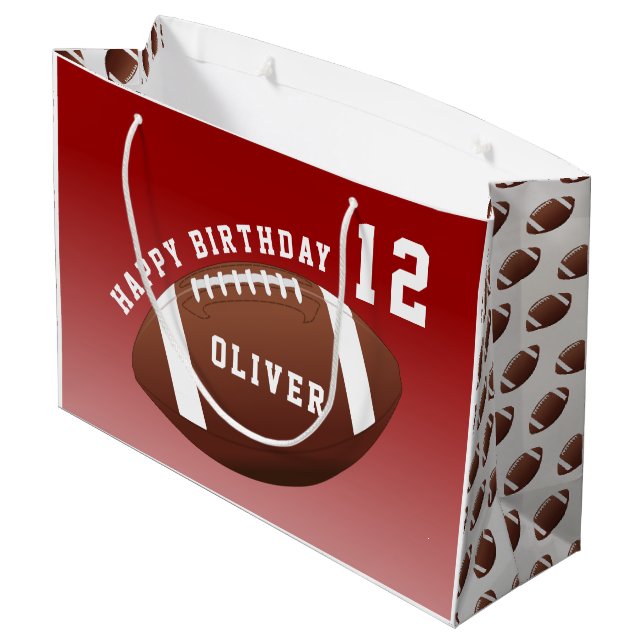 American Football Ball Pattern Kids  Large Gift Bag (Back Angled)