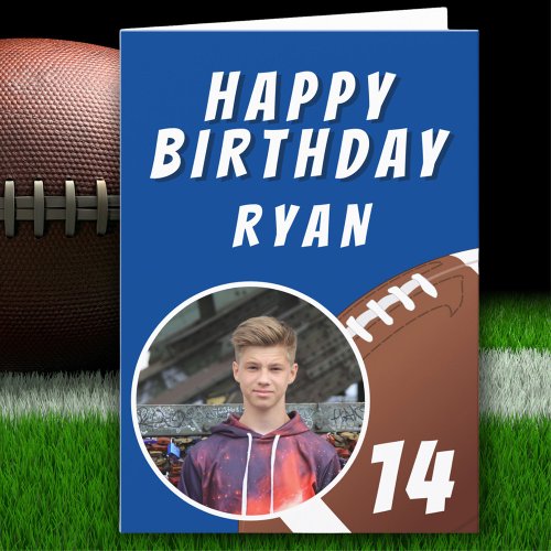 American Football Ball Photo Happy Birthday Thank You Card