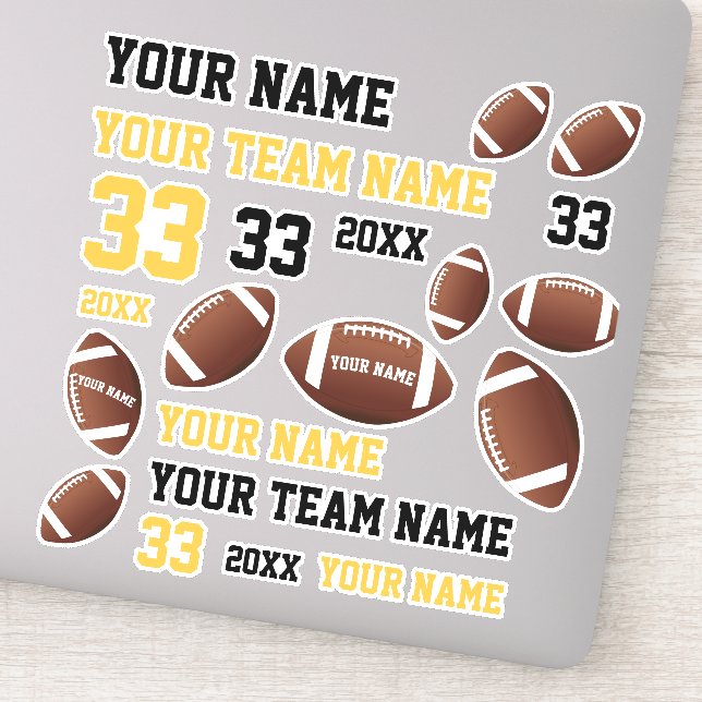 American Football Ball Player Team Name Sticker (Detail)