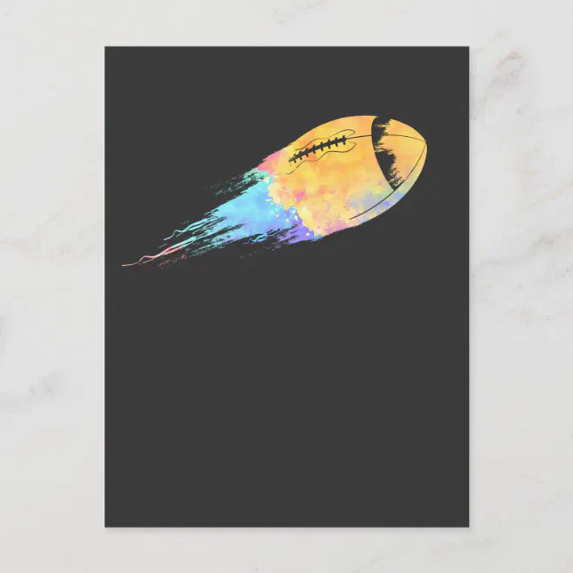 American football ball splash colors postcard | Zazzle