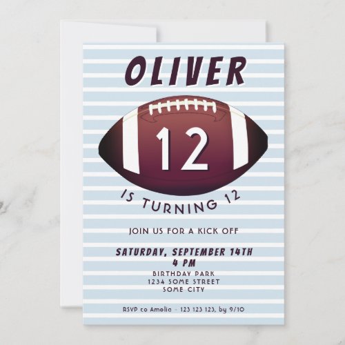 American Football Ball Sports Boy Birthday  Invitation