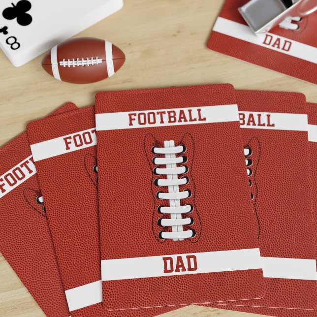American Football Ball Sports DAD Name Monogram Poker Cards (Hup! If you're looking for a gift for your Football Dad, treat him to a pack of playing cards! )