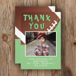 American Football Ball Sports Kids Birthday Photo  Thank You Card<br><div class="desc">American Football Ball Sports Kids Birthday Photo Thank You Card. Football themed birthday thank you card with a thank you message,  child`s name,  child`s photo and football balls. Personalize this football card with your name and your child`s photo. Great for kids who love football and sports.</div>