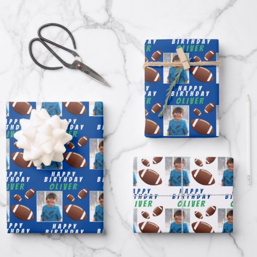 American Football Ball Sports Kids Birthday Photo Wrapping Paper Sheets
